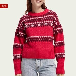 Scotch & Soda Cable knit Fair Isle sweater large new with‎ tags